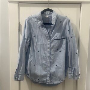 Aerie Light Blue Star Button Down Shirt
